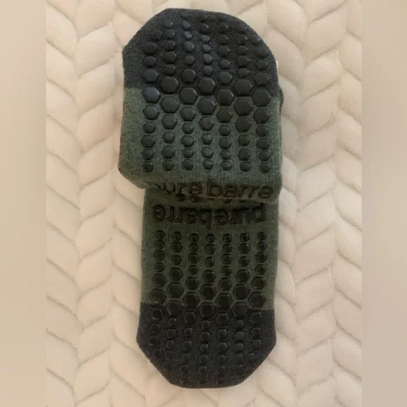Pure Barre “Formation” Grip Socks in Red, Green and Gray unique print [Small] - Picture 4 of 4